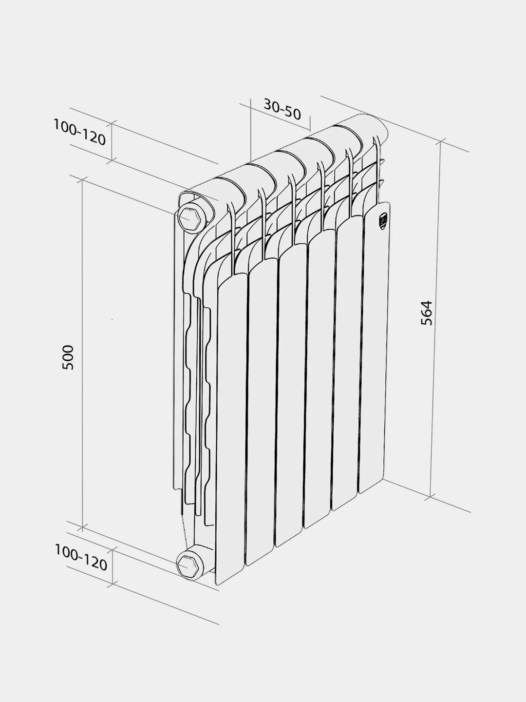 Радиатор Royal Thermo Revolution Bimetall 500 2.0, 8 секций
