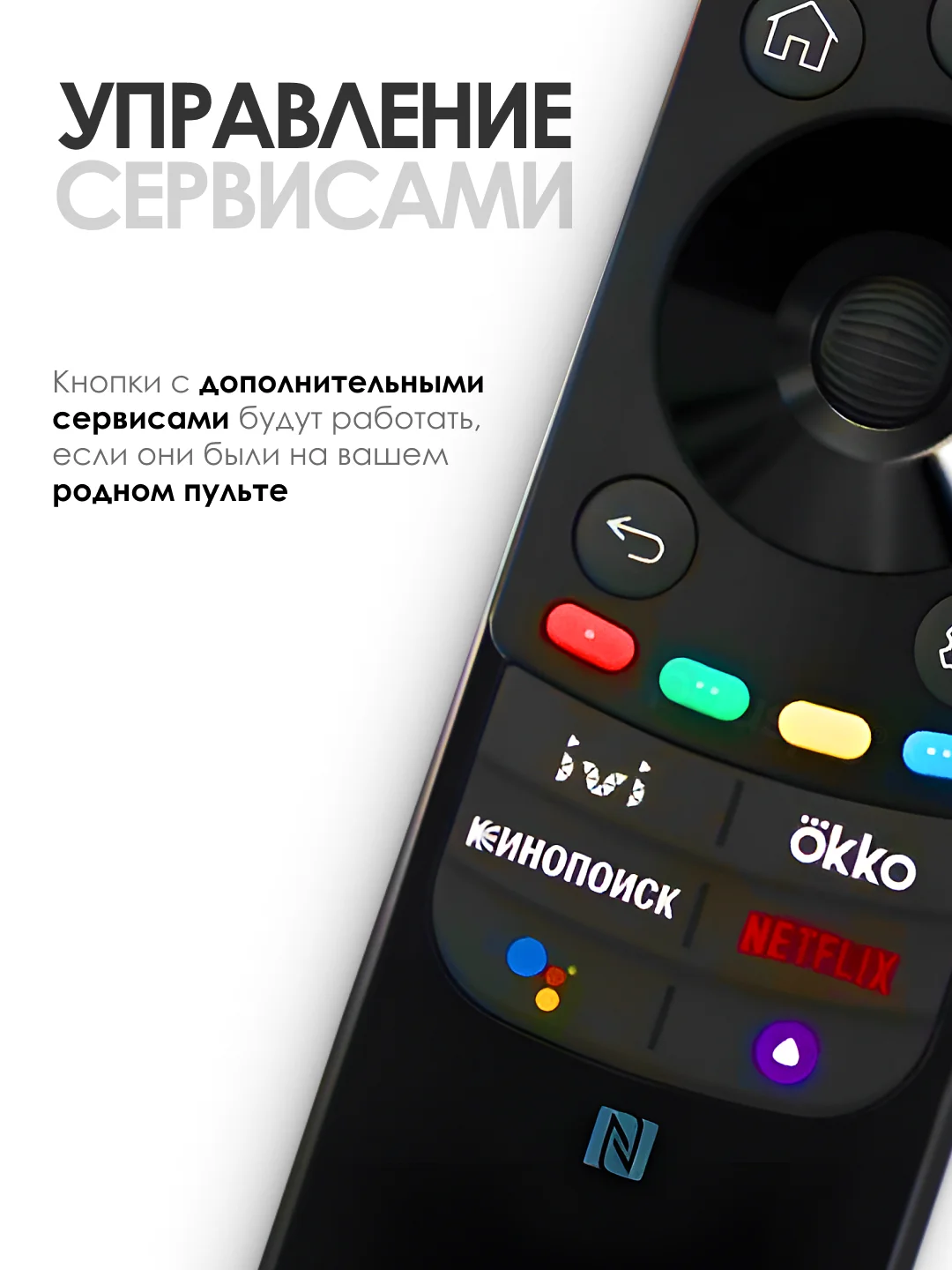 Голосовой пульт LG MR22GA Magic Remote Smart TV с Ivi Окко, Кинопоиск, Яндекс Алиса