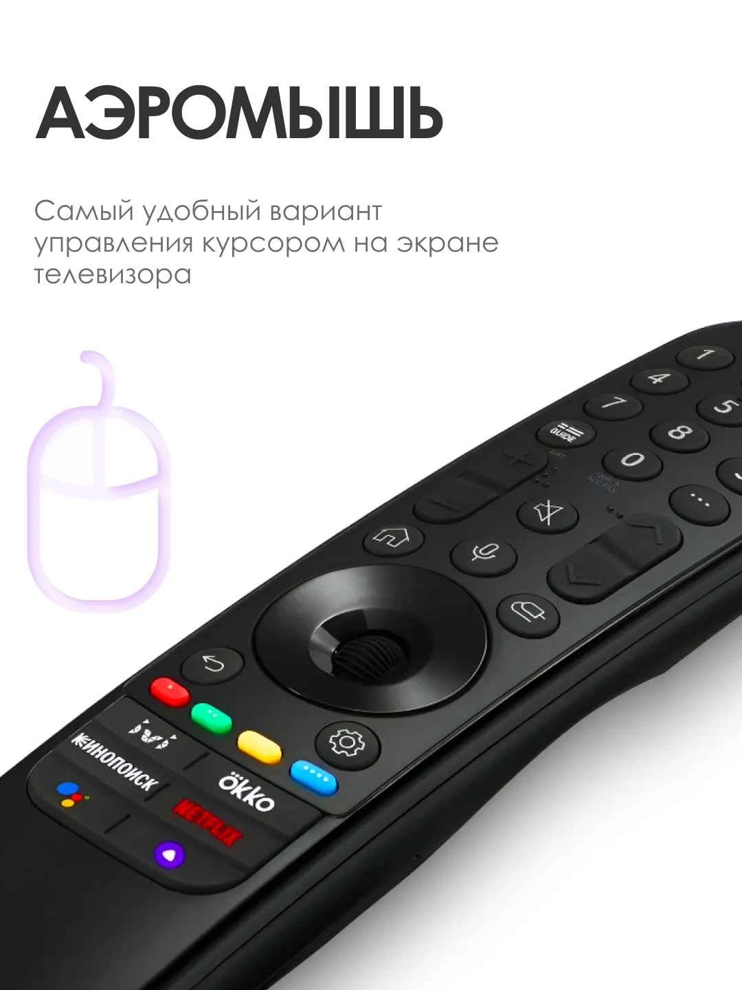 Голосовой пульт LG MR22GA Magic Remote Smart TV с Ivi Окко, Кинопоиск, Яндекс Алиса