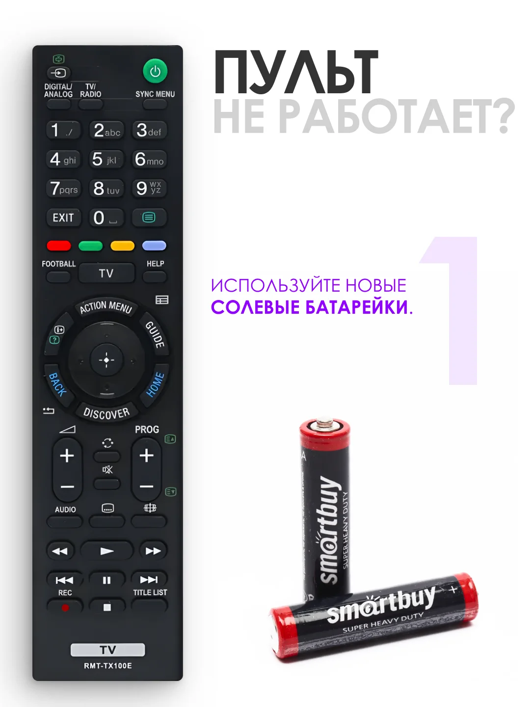 Универсальный пульт ду Sony Smart TV для любого телевизора Сони Смарт ТВ / RMT-TX100E