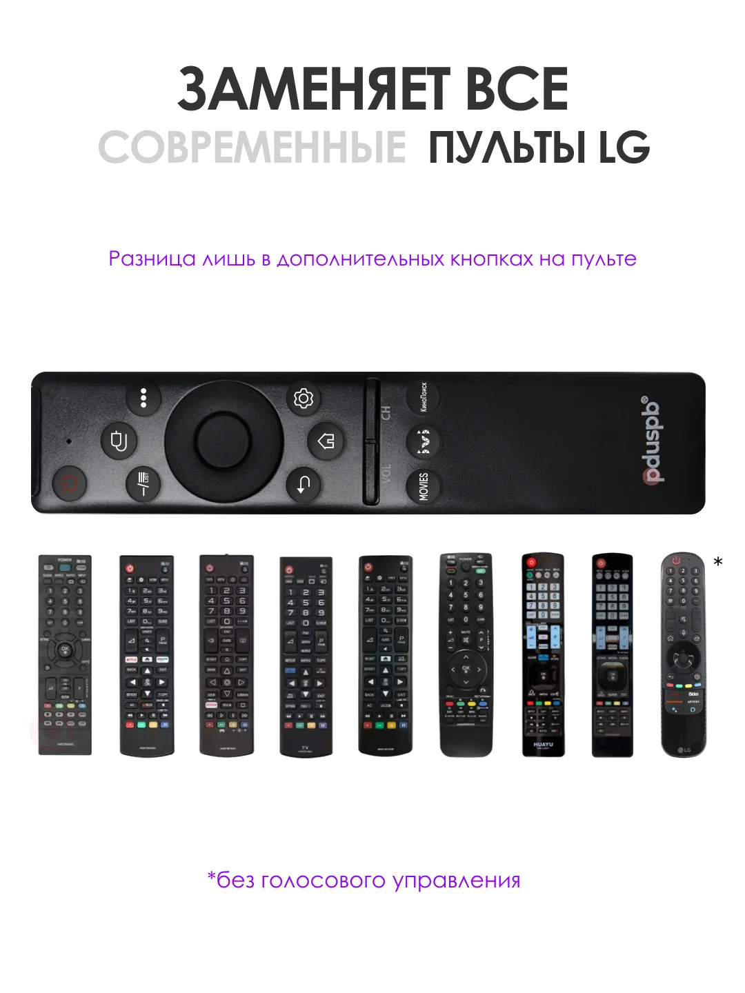 Универсальный пульт для любого телевизора LG Smart TV, функции Кинопоиск, IVI, Movies