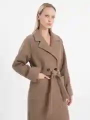 Бежевый меланж пальто женское, демисезон