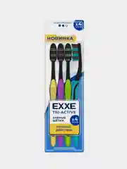 Зубная щетка EXXE tri-active, средняя жесткость щетины, 4 штуки