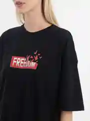 Черный футболка оверсайз "Freedom" унисекс, с принтом, хлопок, Oversize T-Shirt printed, cotton
