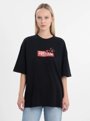 Футболка оверсайз "Freedom" унисекс, с принтом, хлопок, Oversize T-Shirt printed, cotton