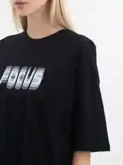 Черный футболка оверсайз "Focus" унисекс, с принтом, хлопок, Oversize T-Shirt printed, cotton