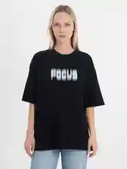 Черный футболка оверсайз "Focus" унисекс, с принтом, хлопок, Oversize T-Shirt printed, cotton