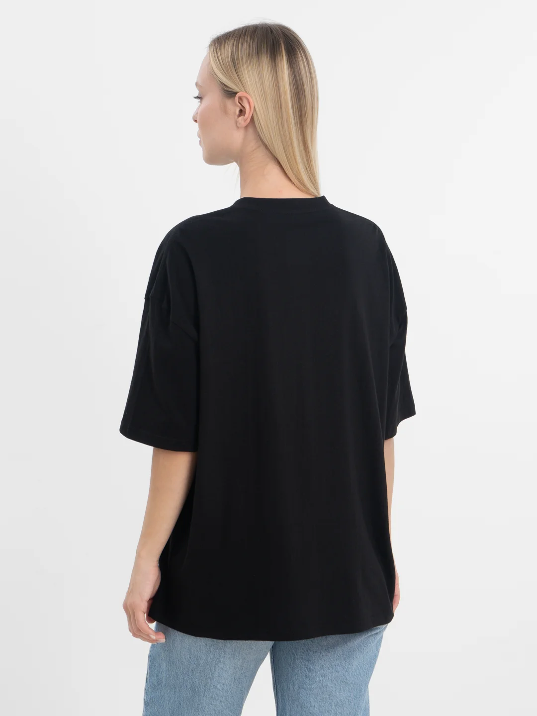 Черный футболка оверсайз "My heart" унисекс, с принтом, хлопок, Oversize T-Shirt printed, cotton