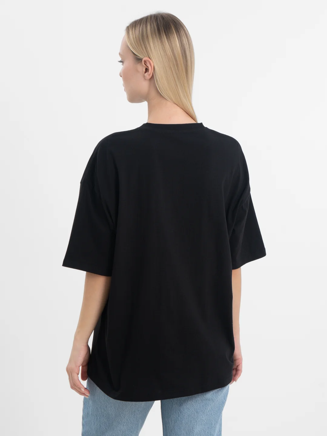 Черный футболка оверсайз "Плеер" унисекс, с принтом, хлопок, Oversize T-Shirt printed, cotton