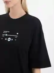 Черный футболка оверсайз "Плеер" унисекс, с принтом, хлопок, Oversize T-Shirt printed, cotton