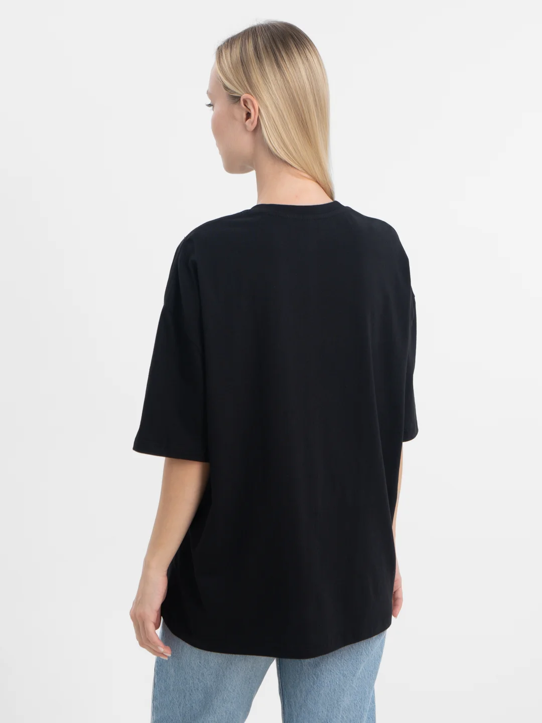 Черный футболка оверсайз "Very Serious" унисекс, с принтом, хлопок, Oversize T-Shirt printed