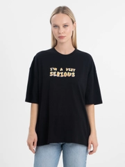 Футболка оверсайз "Very Serious" унисекс, с принтом, хлопок, Oversize T-Shirt printed