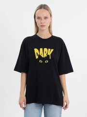 Футболка оверсайз "DARK CAT" унисекс, с принтом, хлопок, Oversize T-Shirt printed, cotton