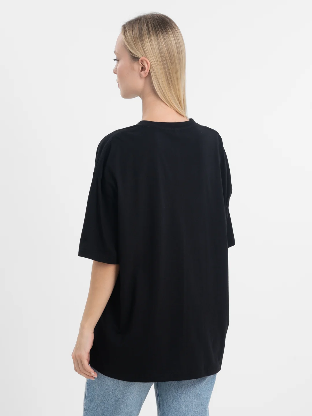 Черный футболка оверсайз "DARK CAT" унисекс, с принтом, хлопок, Oversize T-Shirt printed, cotton
