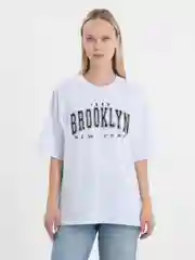 Белый футболка оверсайз "Brooklyn", унисекс, OverSize T-Shirt с принтом, хлопок
