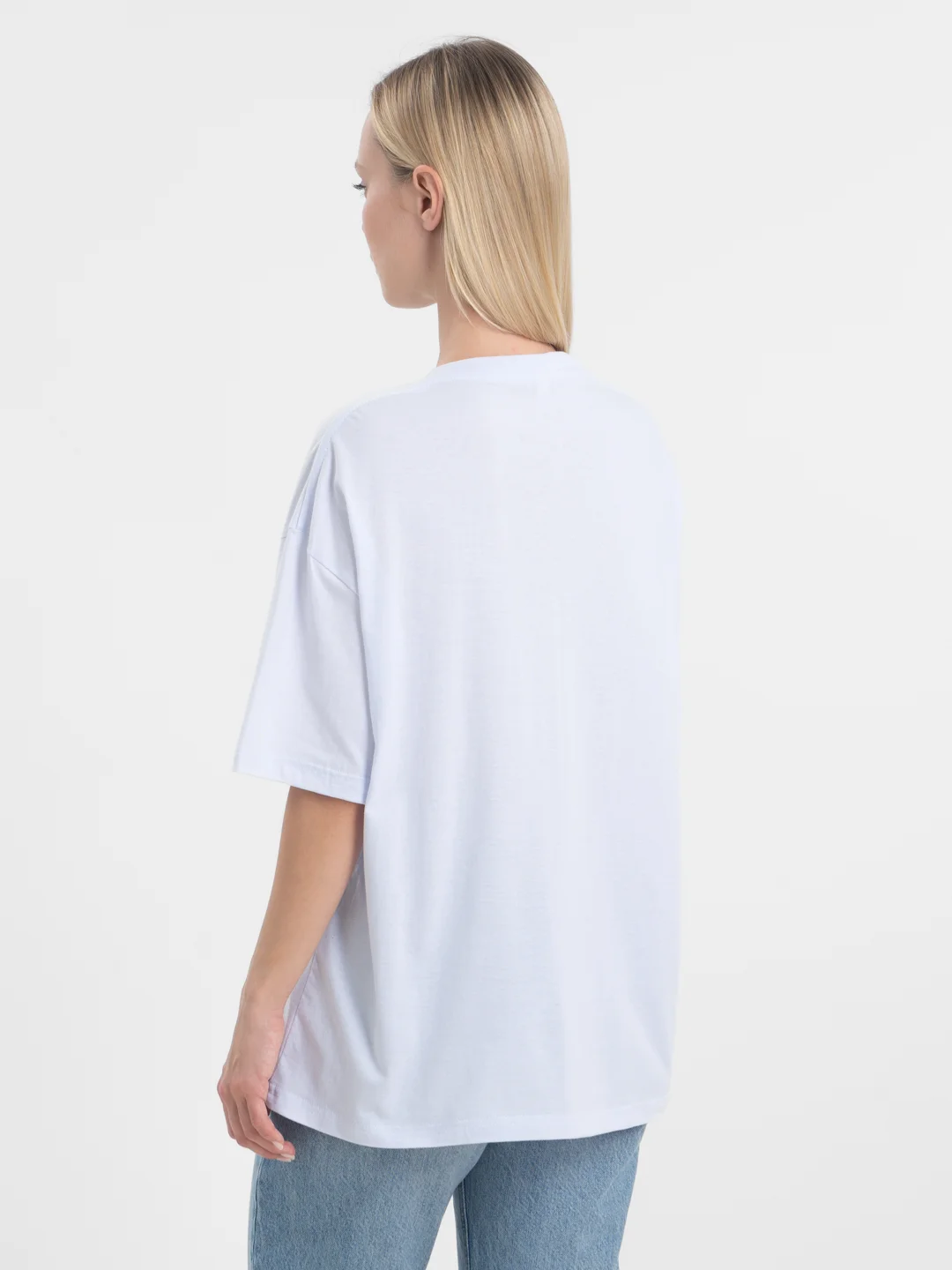 Белый футболка оверсайз "Brooklyn", унисекс, OverSize T-Shirt с принтом, хлопок