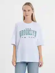 Тёмно-бирюзовый футболка оверсайз "Brooklyn", унисекс, OverSize T-Shirt с принтом, хлопок