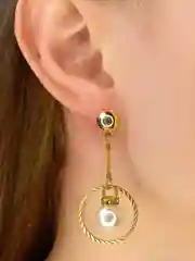 Серьги длинные Жемчужина в круге
