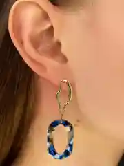 Серьги длинные овальные, цветные
