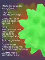 Зеленый игрушка для собак "Мяч-пищалка", массажная, с колючками