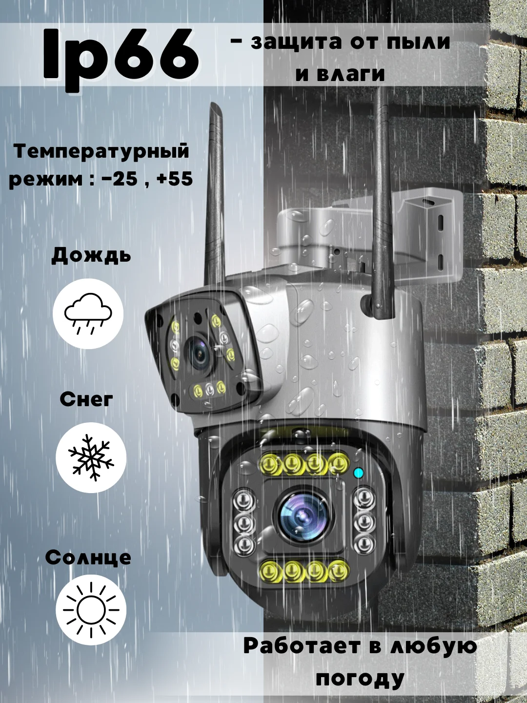 Серый камера видеонаблюдения, уличная, WI-FI