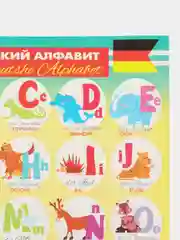 Бирюзовый плакат Немецкий алфавит разрезной. Наглядное пособие для школы. Немецкий язык. Карточки