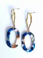 Серьги длинные овальные, цветные