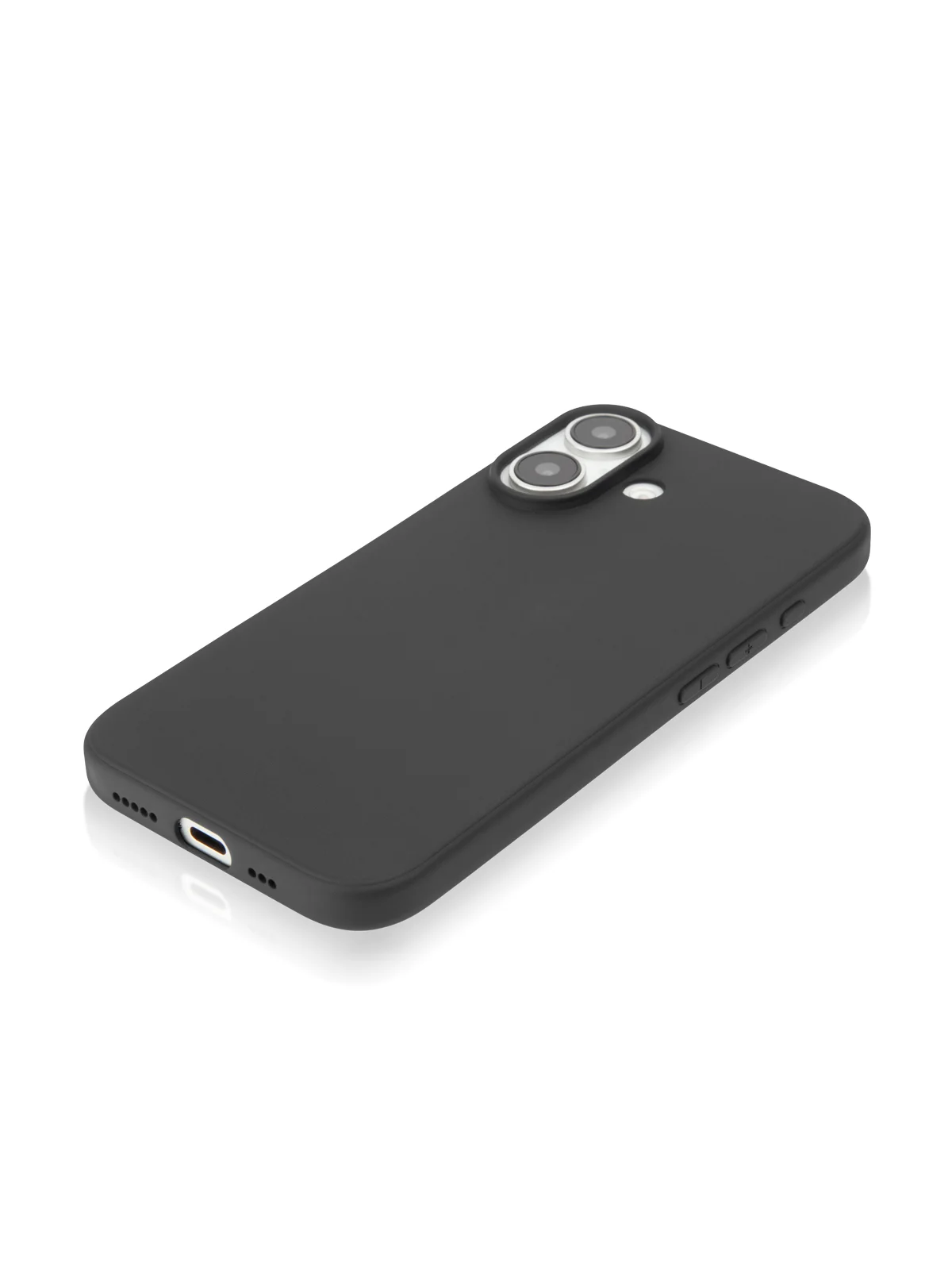 Черный чехол для Apple iPhone 16 силиконовый ROSCO матовый тонкий с бортиком защитой вокруг камер