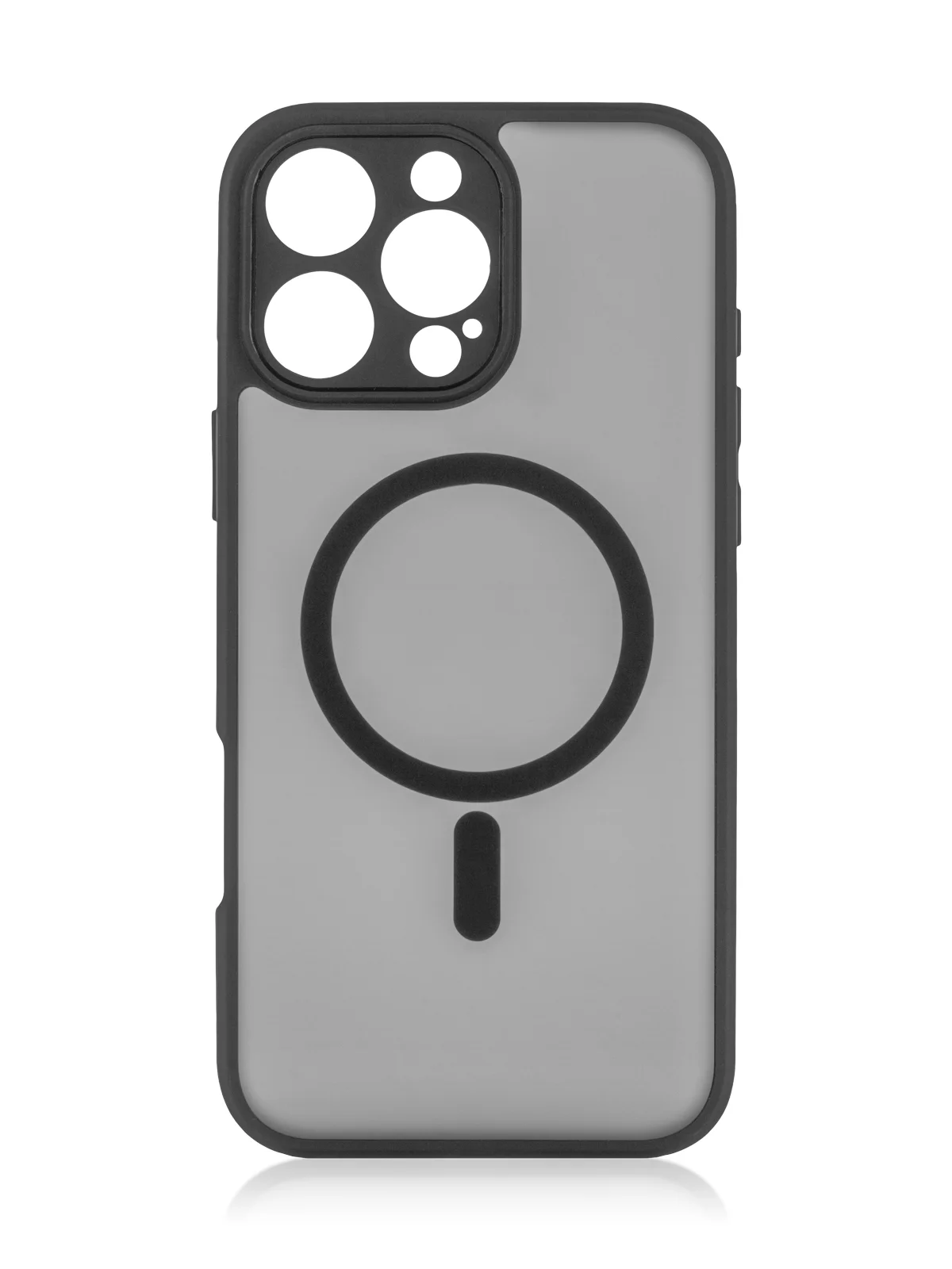 Черный чехол MagSafe для iPhone 16, Pro, Max Plus пластиковый с силиконом BROSCORP, защитой камер