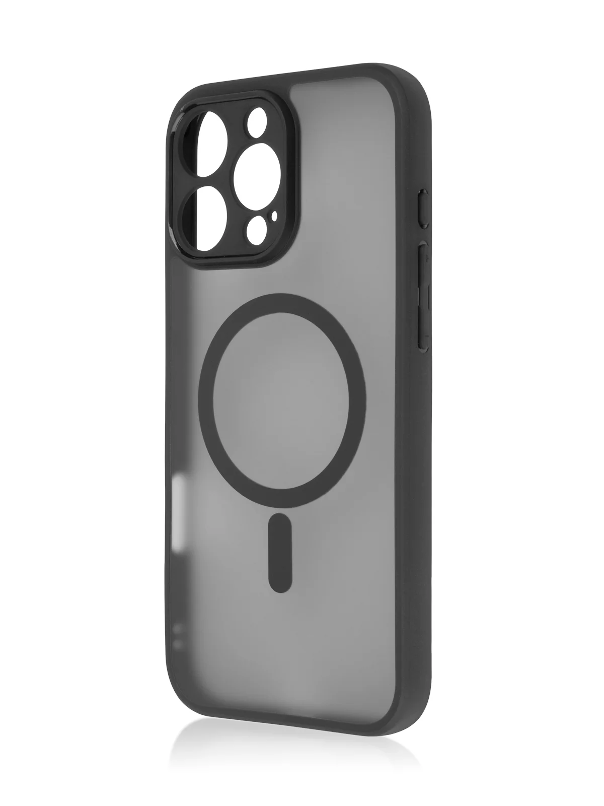 Черный чехол MagSafe для iPhone 16, Pro, Max Plus пластиковый с силиконом BROSCORP, защитой камер