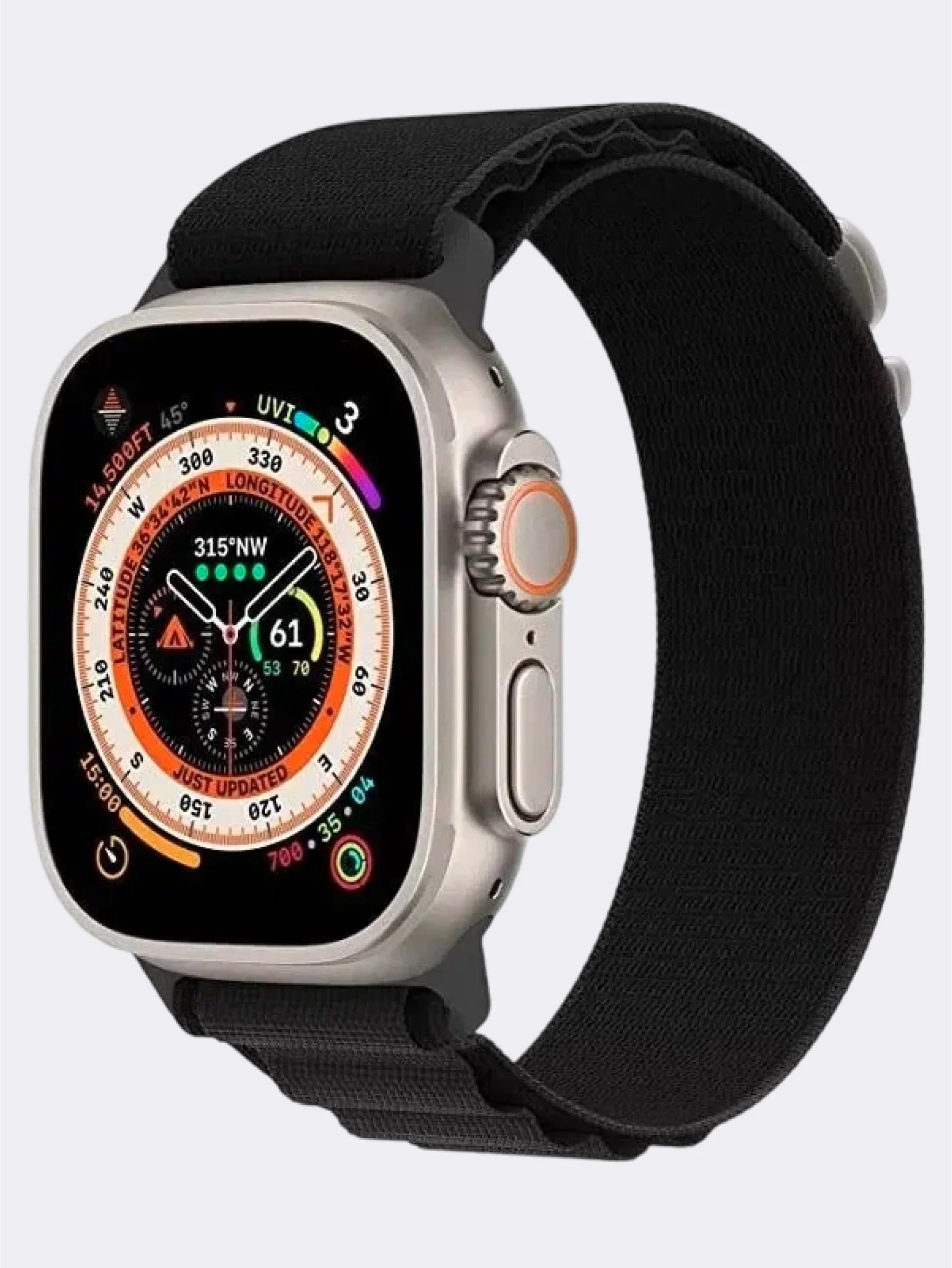 Черный ремешок для смарт-часов Apple Watch Alpine Loop "Альпийская петля", нейлоновый, 42-49 мм