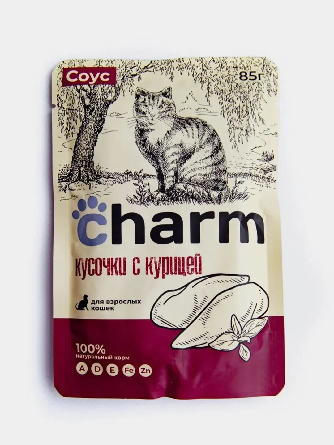 Влажный корм Charm "курица в соусе", для кошек, 85г *25 шт