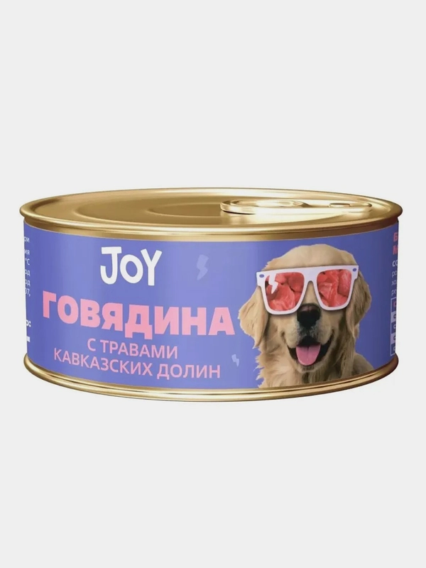 Влажный корм для собак JOY, говядина и цыплёнок беззерновой д/взр. собак мел.пор, 100 г