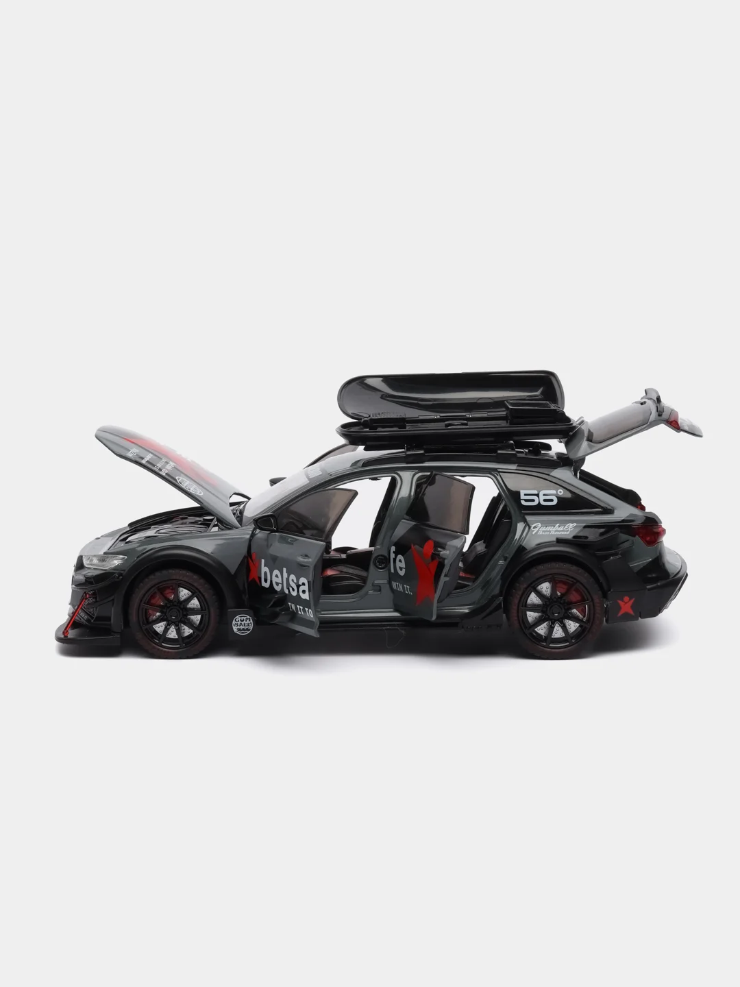 Тёмно-серый машинка металлическая 1:24 AUDI RS6 камуфляж с обвесом, 21 см