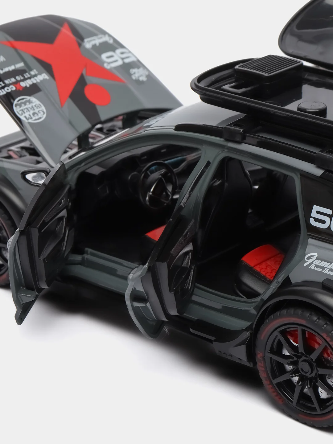 Тёмно-серый машинка металлическая 1:24 AUDI RS6 камуфляж с обвесом, 21 см