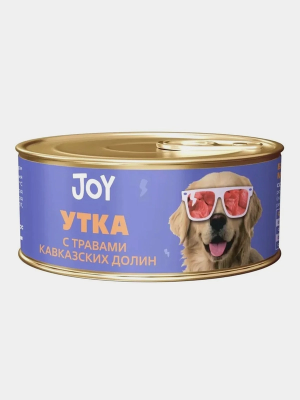 Влажный корм для собак JOY, утка и цыплёнок беззерновой, д/взр. собак мел.пород, 100 г