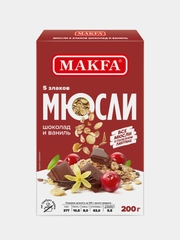 Мюсли MAKFA 5 злаков "Шоколад и ваниль", 200 г