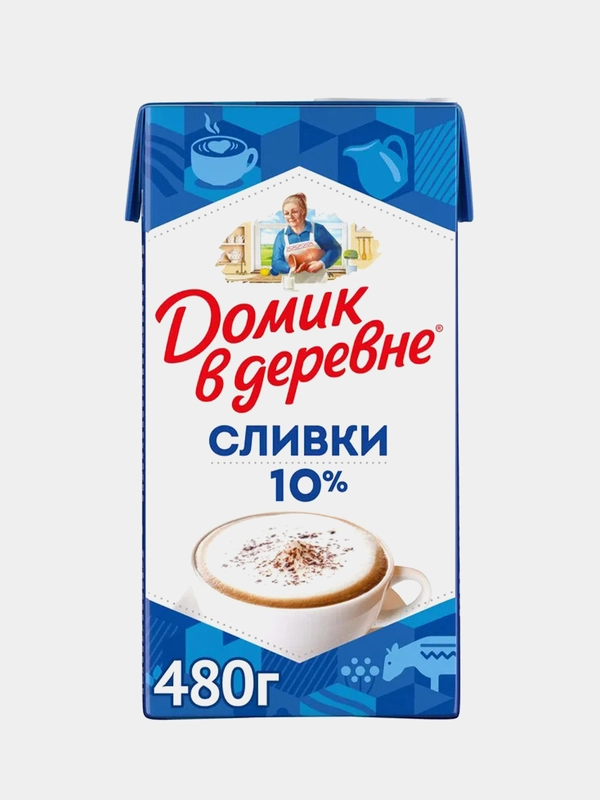 Сливки Домик в Деревне, 10%, 480г