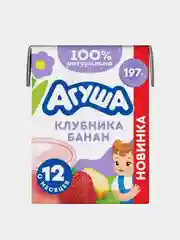 Коктейль молочный Агуша, банан/клубника, 2%, с 12 месяцев, 10 штук по 190мл
