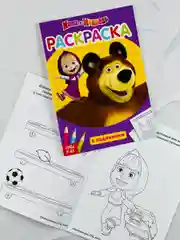 Маша и медведь раскраска аппликация А5 с заданиями мульт