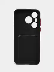 Черный чехол для Huawei Pura 70 (Хуавей Pura 70), с карманом для карт
