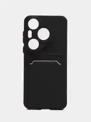 Черный чехол для Huawei Pura 70 Pro / Pura 70 Pro+ (Хуавей Pura 70 Про), с карманом для карт
