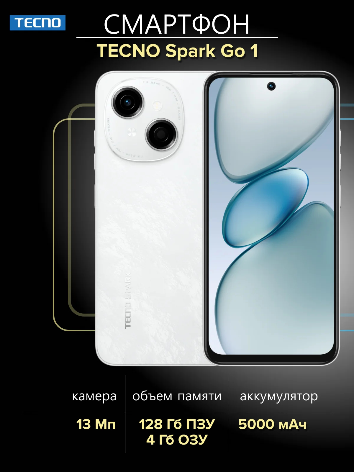 Белый смартфон Tecno Spark Go 1 4/128 Гб