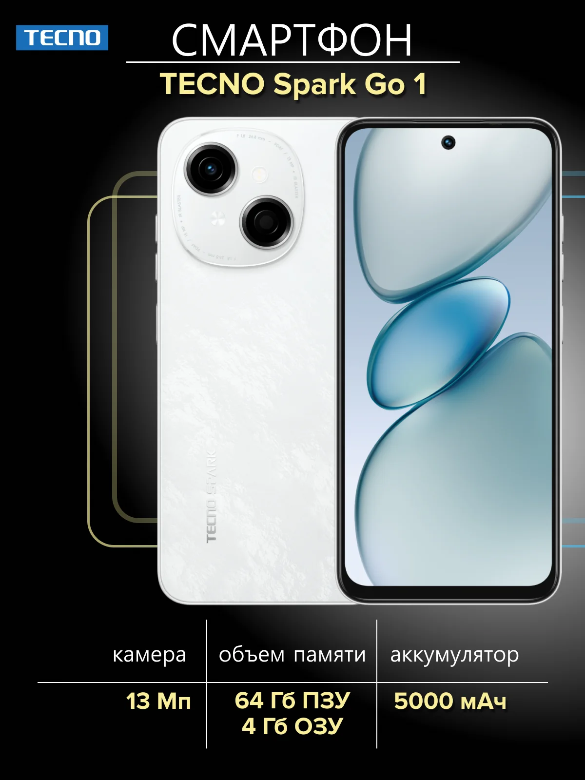 Белый смартфон Tecno Spark Go 1 4/64Гб