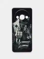 Оливковый чехол на Redmi A3/Poco C61 / Редми А3/Поко С61 прозрачный, с рисунком, защита камеры