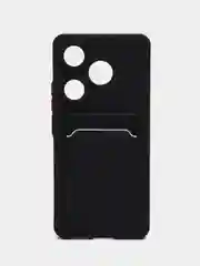 Черный чехол для Xiaomi POCO F6 (Поко Ф6), с карманом для карт