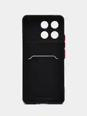 Черный чехол для Xiaomi POCO F6 Pro/Redmi K70/K70 Pro (Сяоми Поко Ф6 Про), с карманом для карт