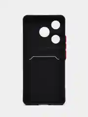 Черный чехол для Xiaomi POCO F6 (Поко Ф6), с карманом для карт