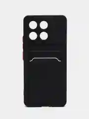 Черный чехол для Xiaomi POCO F6 Pro/Redmi K70/K70 Pro (Сяоми Поко Ф6 Про), с карманом для карт