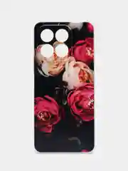 Кораллово-розовый силиконовый чехол на Honor X6b / Хонор X6b прозрачный, с принтом, защита камеры